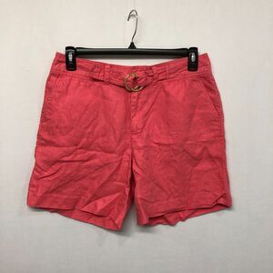 Lauren Ralph Lauren Women 100% Linen Chino Belted Shorts Size 10 Pink B295 -28